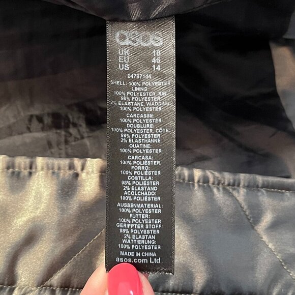 Asos Green Satin Look Woman's Cropped Bomber Jacket Size 14 - Picture 13 of 14